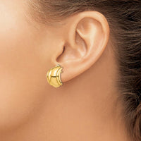 14K Yellow Gold Polished Omega Back Button Earrings - Solid Die-Struck Design by Oro Pregiato