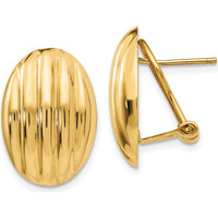 14K Yellow Gold Polished Omega Back Button Earrings - Sophisticated Luxury Design by Oro Pregiato
