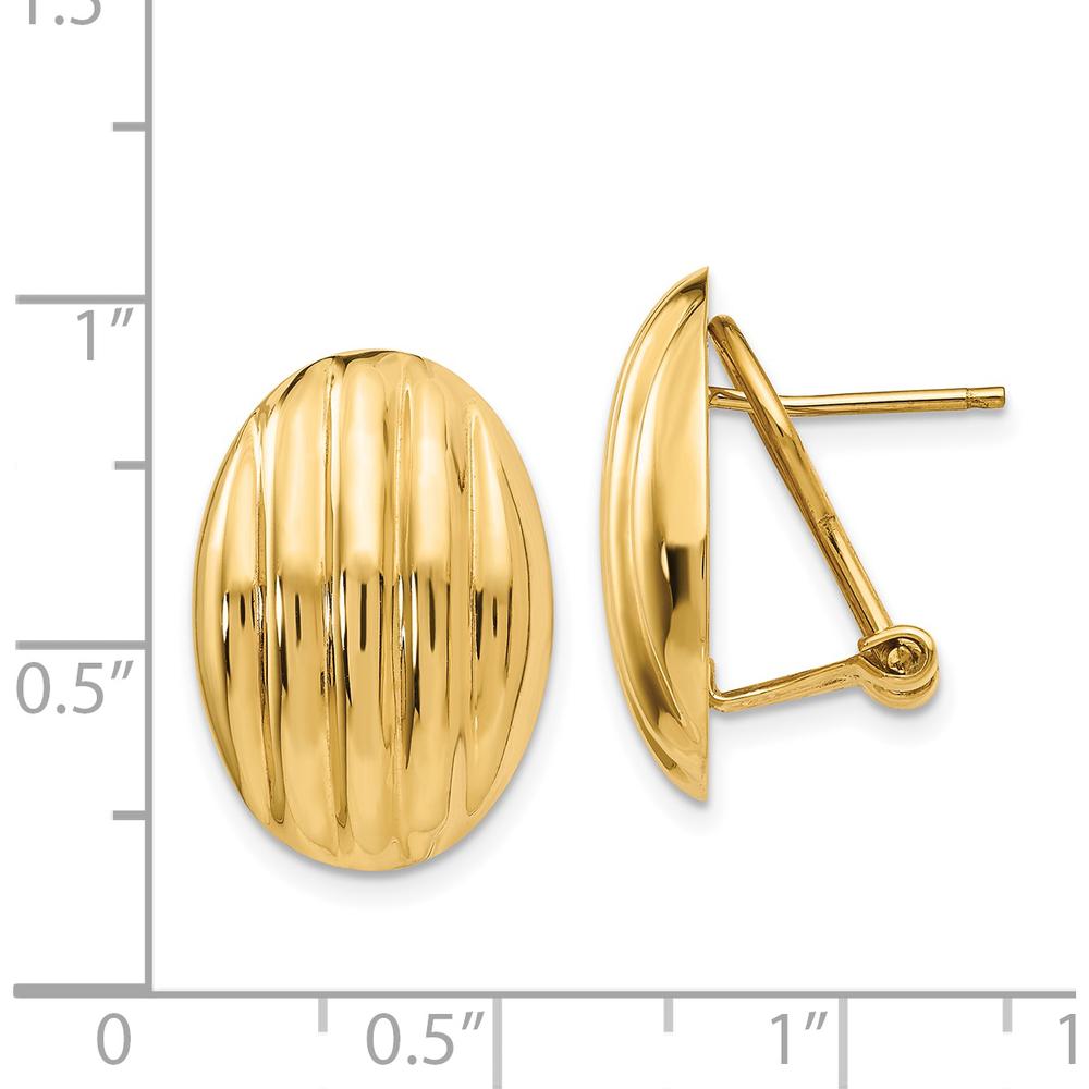 14K Yellow Gold Polished Omega Back Button Earrings - Sophisticated Luxury Design by Oro Pregiato