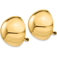 14K Yellow Gold Polished Omega Clip 20mm Half Ball Non-Pierced Earrings by Oro Pregiato