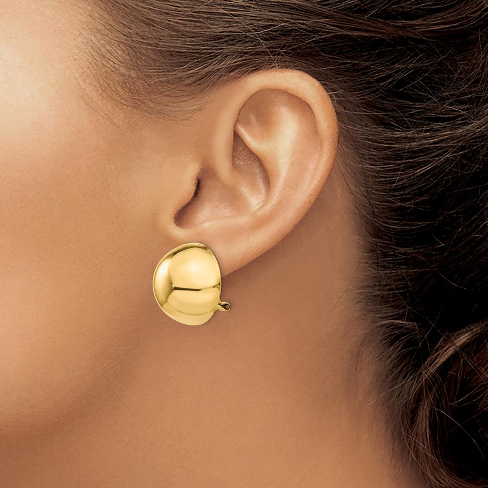 14K Yellow Gold Polished Omega Clip 20mm Half Ball Non-Pierced Earrings by Oro Pregiato