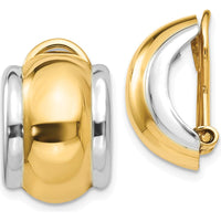 14K Yellow Gold Polished Omega Clip Button Earrings by Oro Pregiato