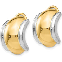 14K Yellow Gold Polished Omega Clip Button Earrings by Oro Pregiato