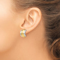 14K Yellow Gold Polished Omega Clip Button Earrings by Oro Pregiato
