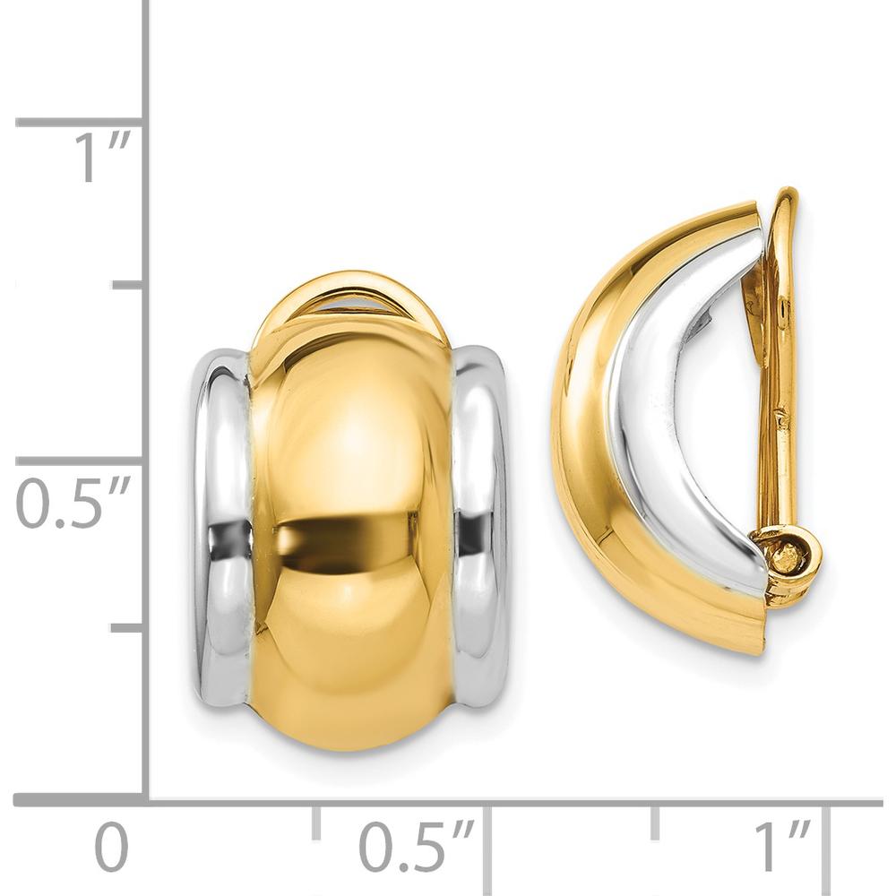 14K Yellow Gold Polished Omega Clip Button Earrings by Oro Pregiato