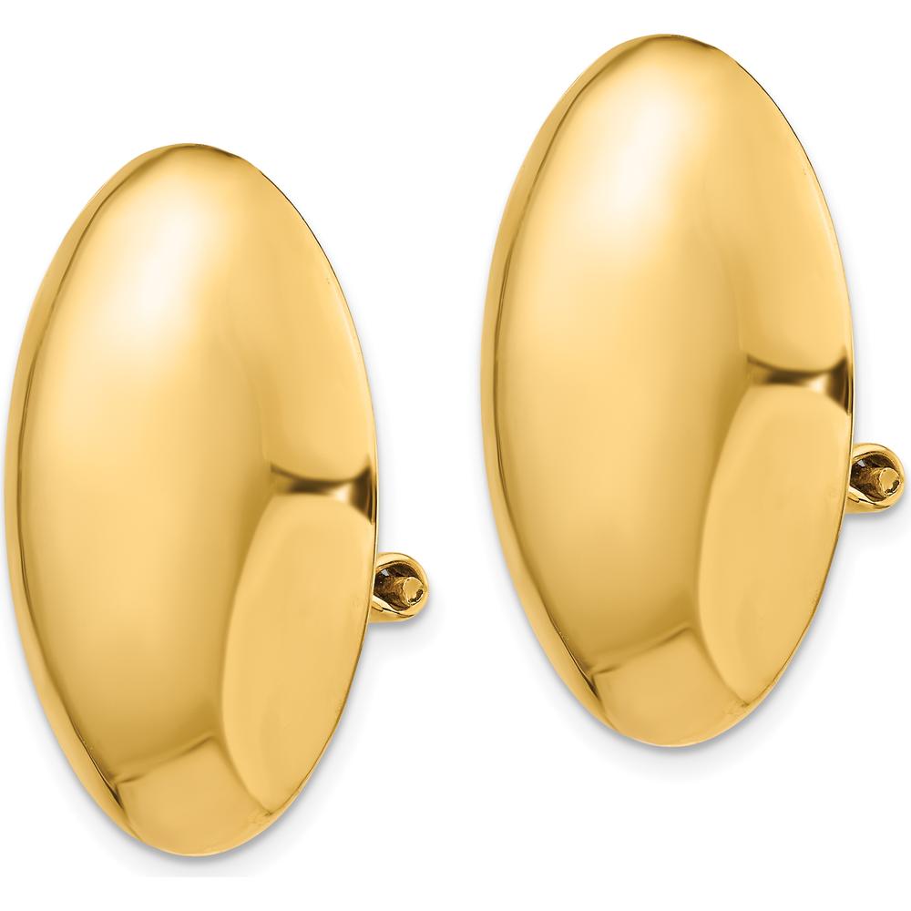 14K Yellow Gold Polished Omega Clip Non-Pierced Button Earrings by Oro Pregiato