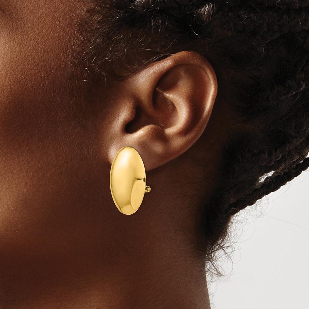 14K Yellow Gold Polished Omega Clip Non-Pierced Button Earrings by Oro Pregiato