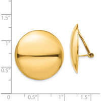 14K Yellow Gold Polished Omega Clip Non-Pierced Button Earrings by Oro Pregiato