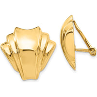 14K Yellow Gold Polished Omega Clip Non-Pierced Button Earrings - Timeless Luxury Design by Oro Pregiato