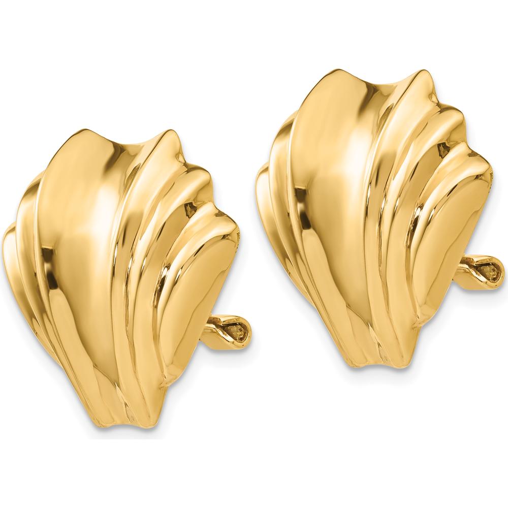 14K Yellow Gold Polished Omega Clip Non-Pierced Button Earrings - Timeless Luxury Design by Oro Pregiato