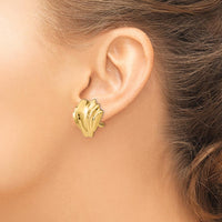 14K Yellow Gold Polished Omega Clip Non-Pierced Button Earrings - Timeless Luxury Design by Oro Pregiato