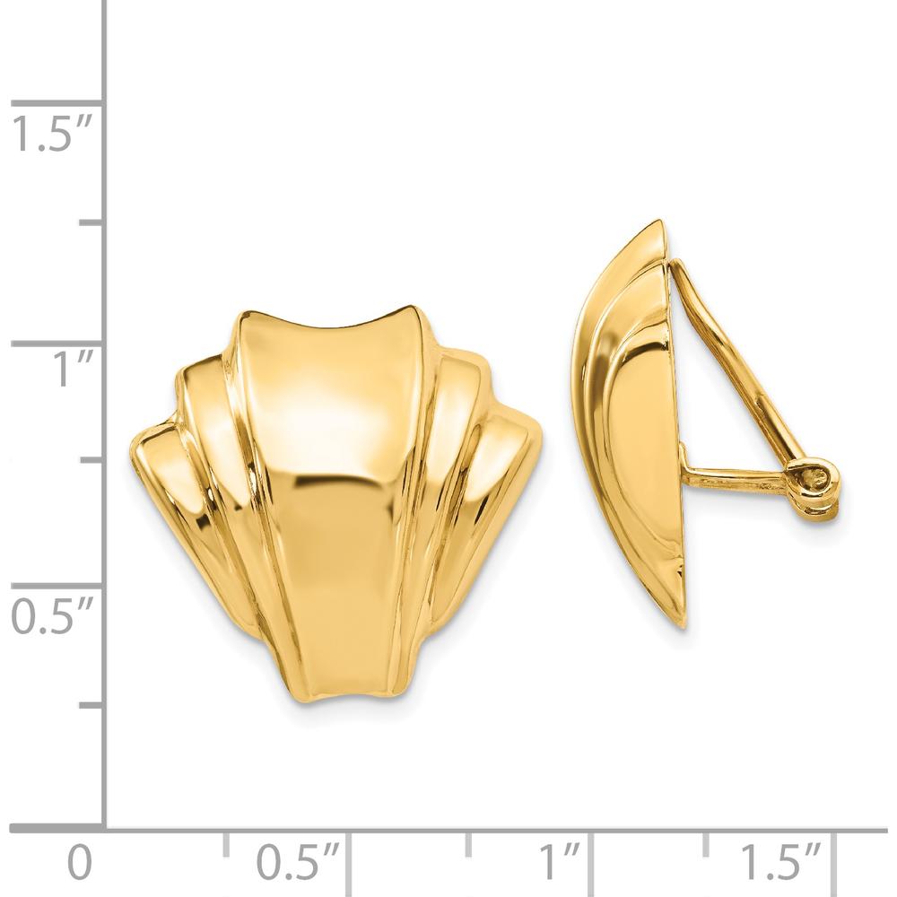14K Yellow Gold Polished Omega Clip Non-Pierced Button Earrings - Timeless Luxury Design by Oro Pregiato