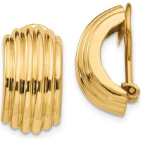 14K Yellow Gold Polished Omega Clip Non-Pierced J-Hoop Earrings by Oro Pregiato