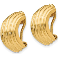 14K Yellow Gold Polished Omega Clip Non-Pierced J-Hoop Earrings by Oro Pregiato