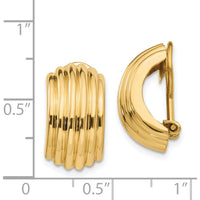 14K Yellow Gold Polished Omega Clip Non-Pierced J-Hoop Earrings by Oro Pregiato