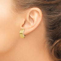 14K Yellow Gold Polished Omega Post Button Earrings - Solid Die-Struck Design by Oro Pregiato