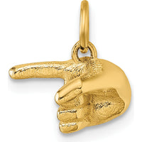 14K Yellow Gold Polished One-Finger Point Hand Pendant - 12.57mm Length by Oro Pregiato