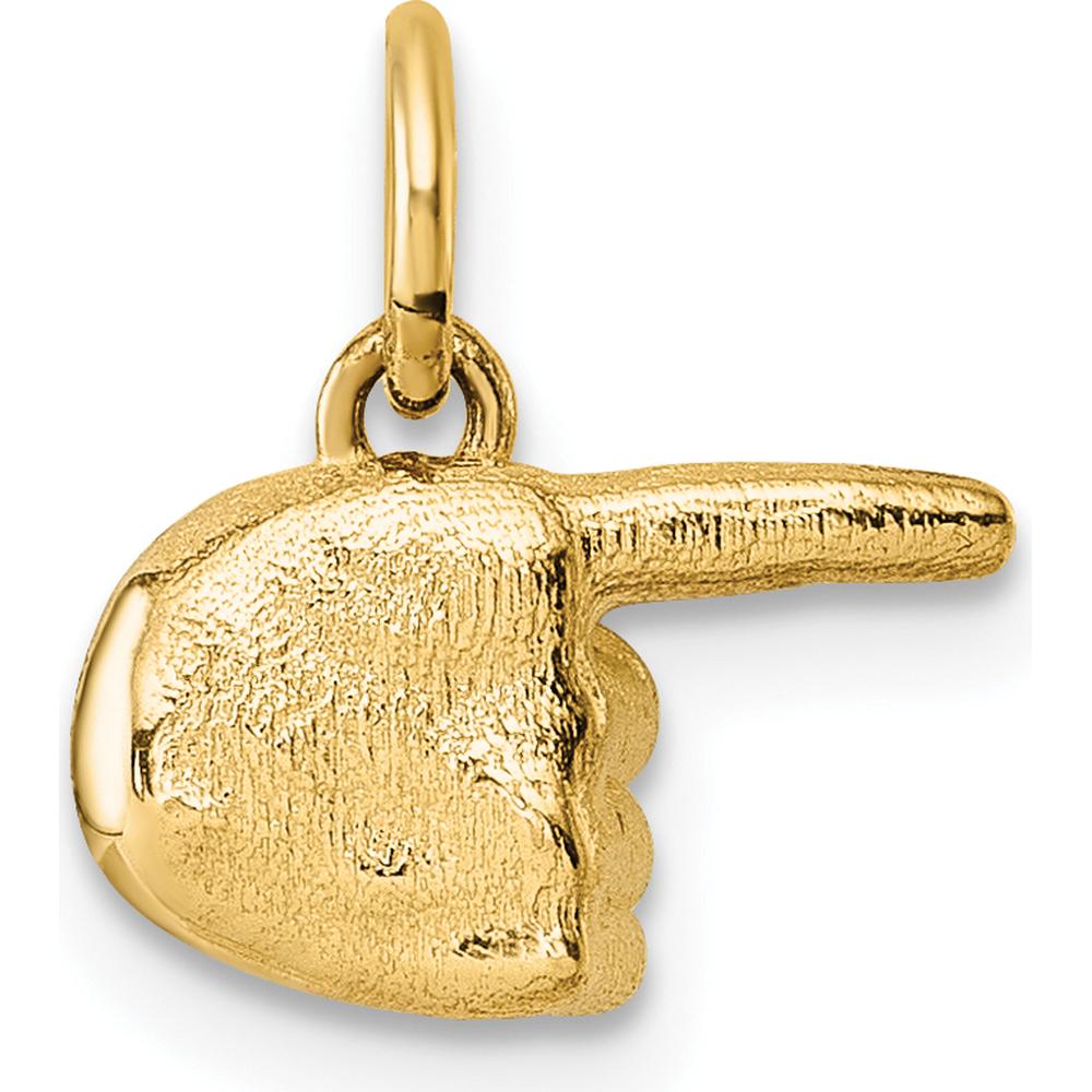 14K Yellow Gold Polished One-Finger Point Hand Pendant - 12.57mm Length by Oro Pregiato