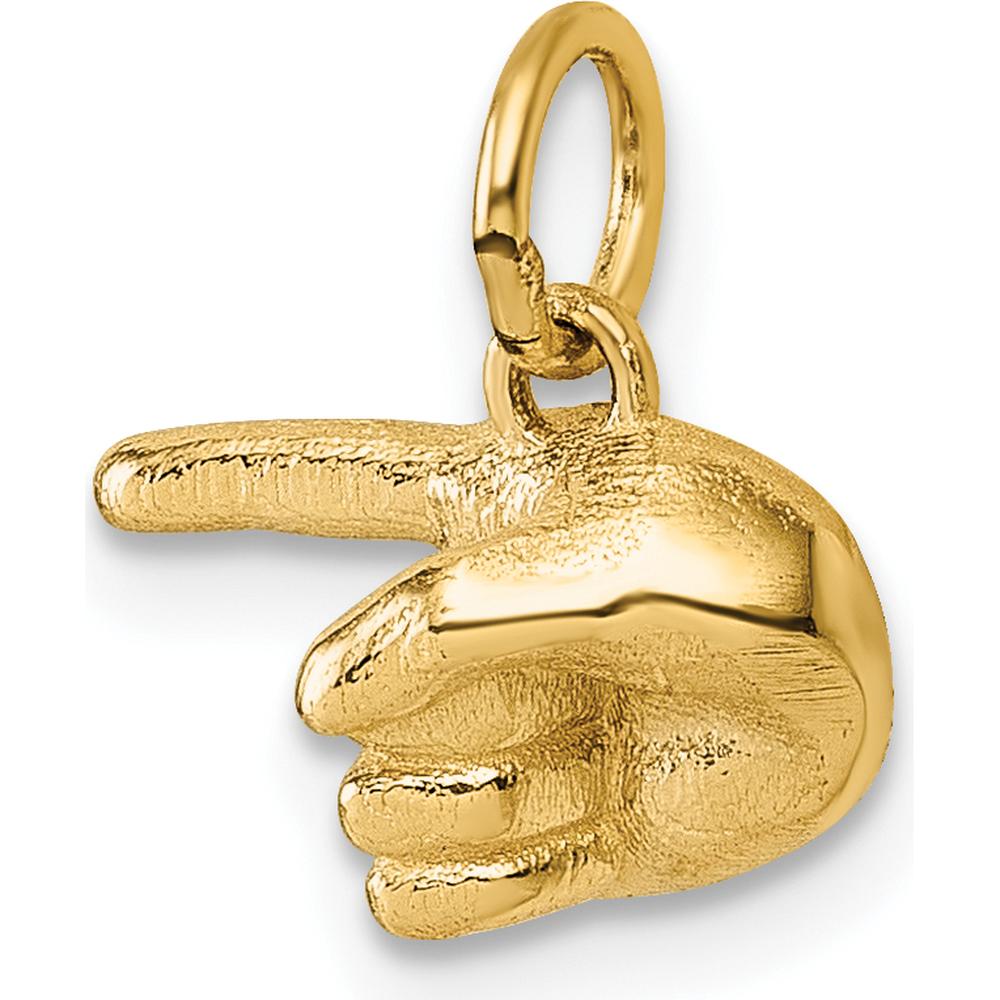 14K Yellow Gold Polished One-Finger Point Hand Pendant - 12.57mm Length by Oro Pregiato