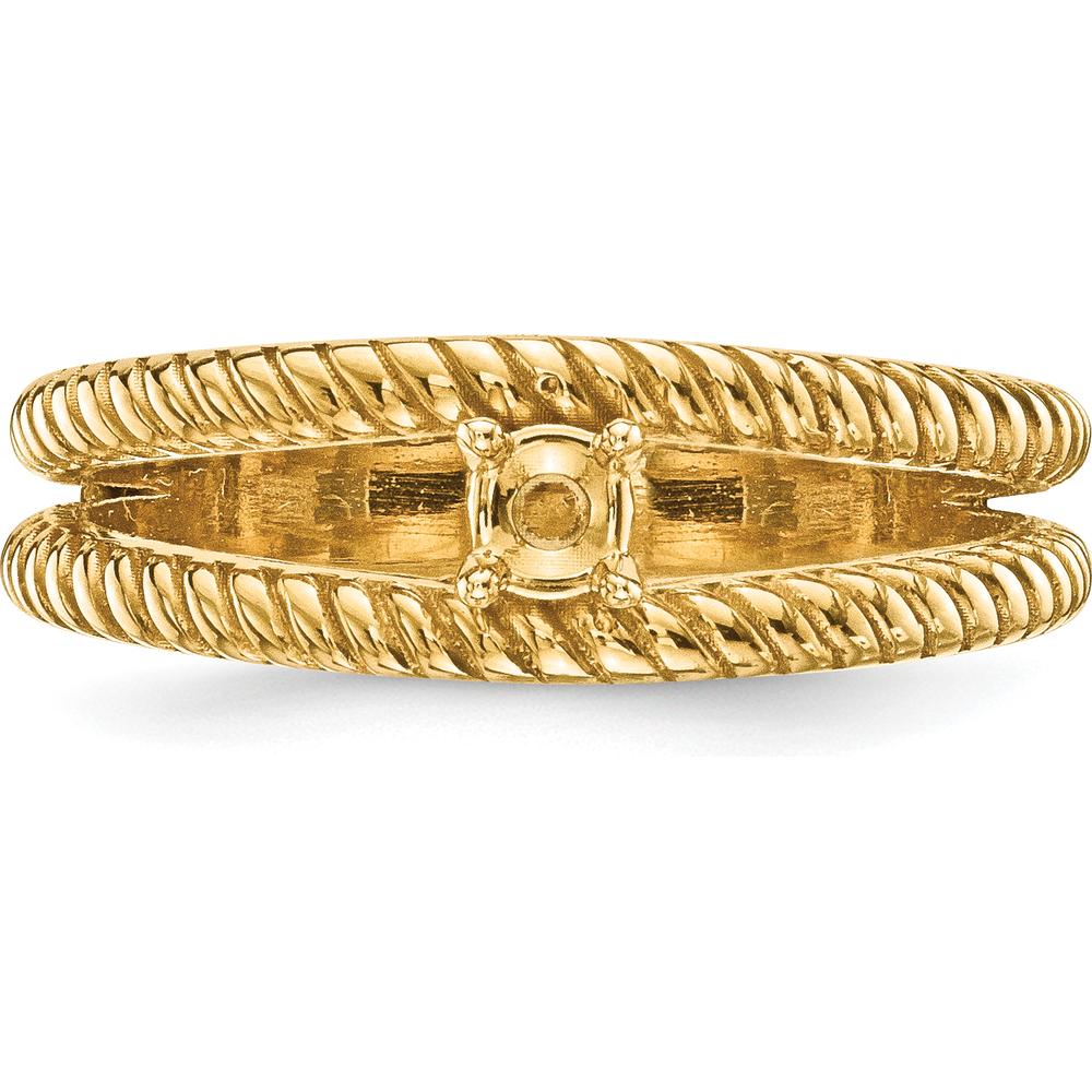 14K Yellow Gold Polished One-Stone Mother's Ring Mounting - 3mm Band Width by Monteluci Fine Jewelry