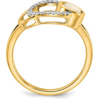 14K Yellow Gold Polished Opal & Diamond Halo Ring - 0.205 Carat Opal, 0.005 Carat Diamonds by Zolivia