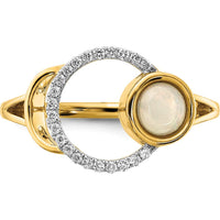 14K Yellow Gold Polished Opal & Diamond Halo Ring - 0.205 Carat Opal, 0.005 Carat Diamonds by Zolivia