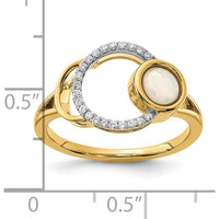 14K Yellow Gold Polished Opal & Diamond Halo Ring - 0.205 Carat Opal, 0.005 Carat Diamonds by Zolivia
