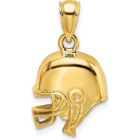 14K Yellow Gold Polished Open-Back Football Helmet Charm by Oro Pregiato