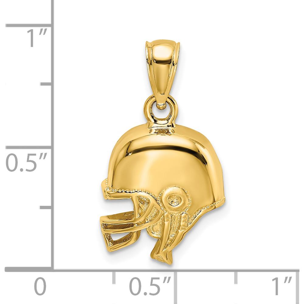 14K Yellow Gold Polished Open-Back Football Helmet Charm by Oro Pregiato