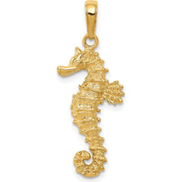 14K Yellow Gold Polished Open-Back Seahorse Pendant - 31mm Length by Oro Pregiato
