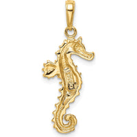 14K Yellow Gold Polished Open-Back Seahorse Pendant - 31mm Length by Oro Pregiato