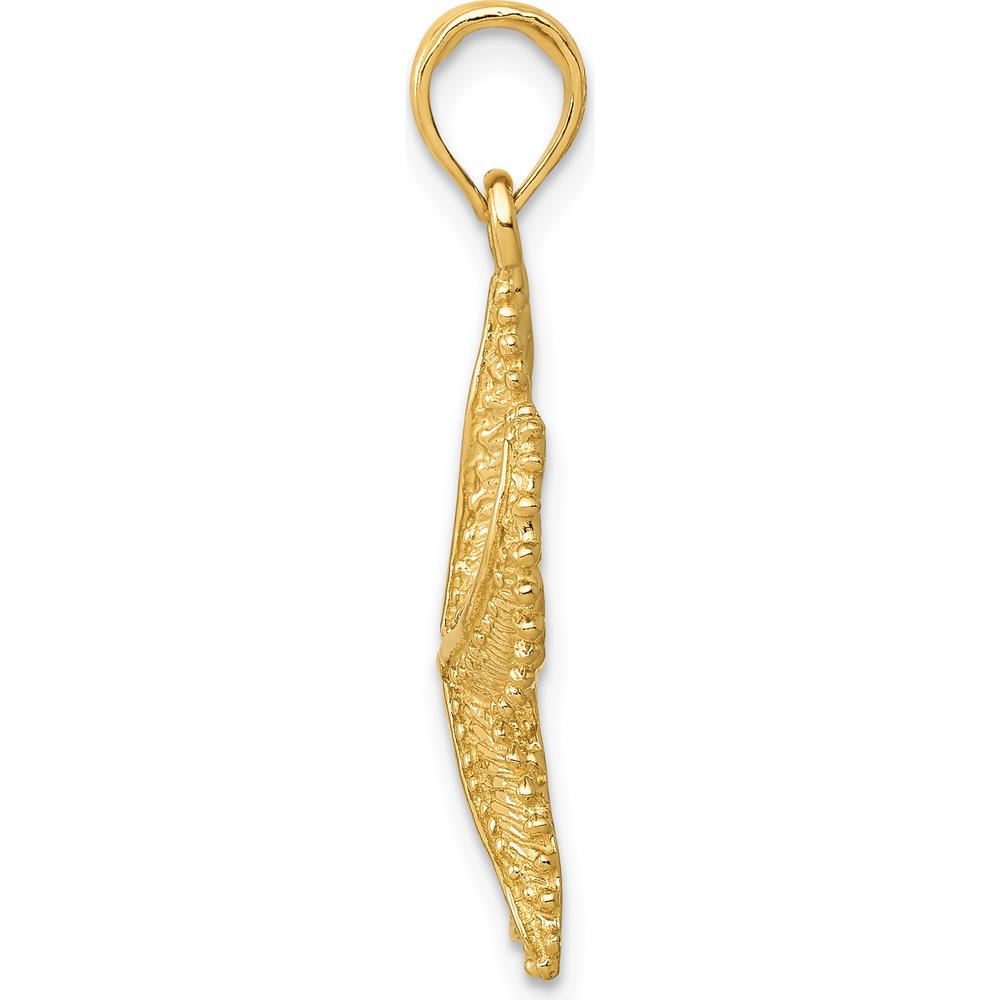 14K Yellow Gold Polished Open-Back Starfish Pendant - 27mm Length by Oro Pregiato