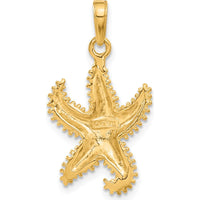 14K Yellow Gold Polished Open-Back Starfish Pendant - 27mm Length by Oro Pregiato