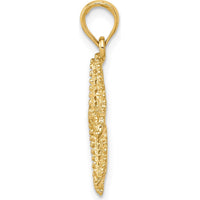 14K Yellow Gold Polished Open-Back Starfish Pendant with Textured Detailing by Oro Pregiato