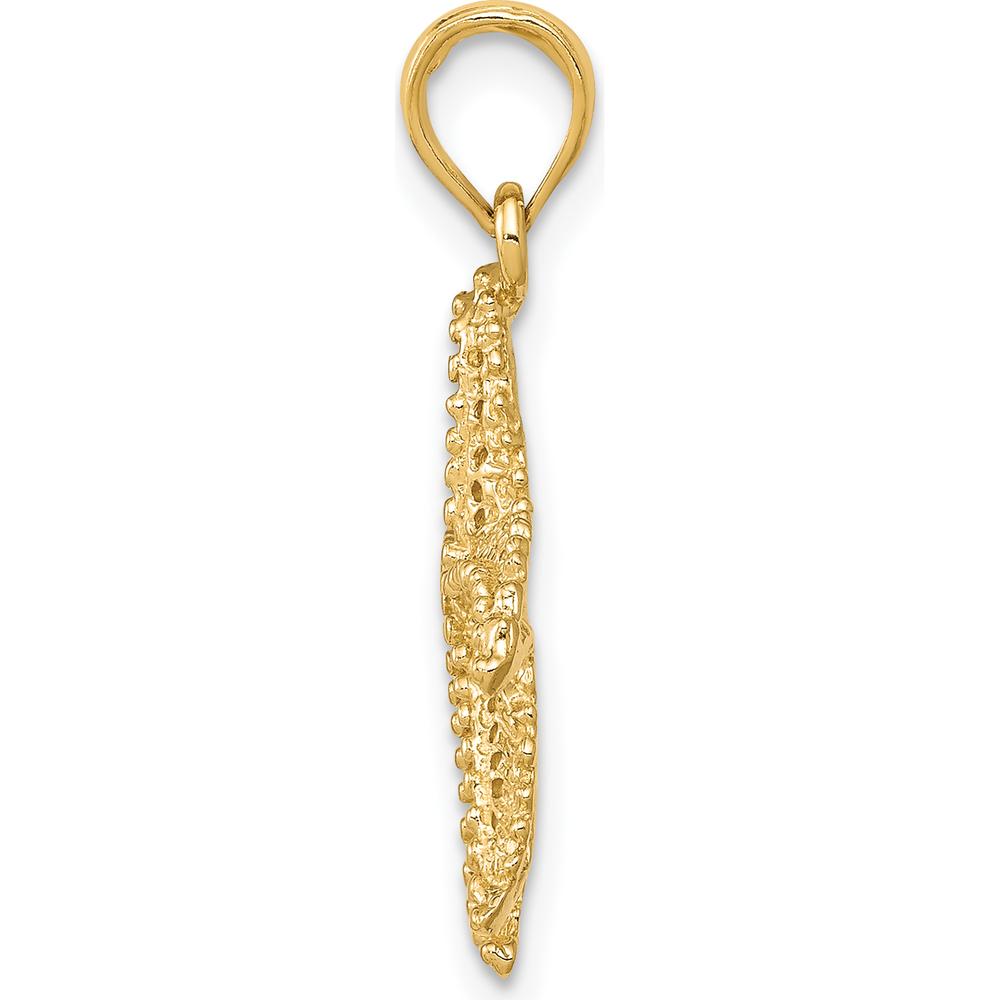 14K Yellow Gold Polished Open-Back Starfish Pendant with Textured Detailing by Oro Pregiato