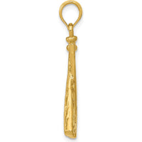 14K Yellow Gold Polished Open-Backed Bats and Baseball Pendant by Oro Pregiato
