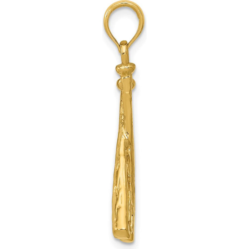 14K Yellow Gold Polished Open-Backed Bats and Baseball Pendant by Oro Pregiato