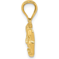 14K Yellow Gold Polished Open-Backed Comedy/Tragedy Pendant - Themed Artistic Design by Oro Pregiato
