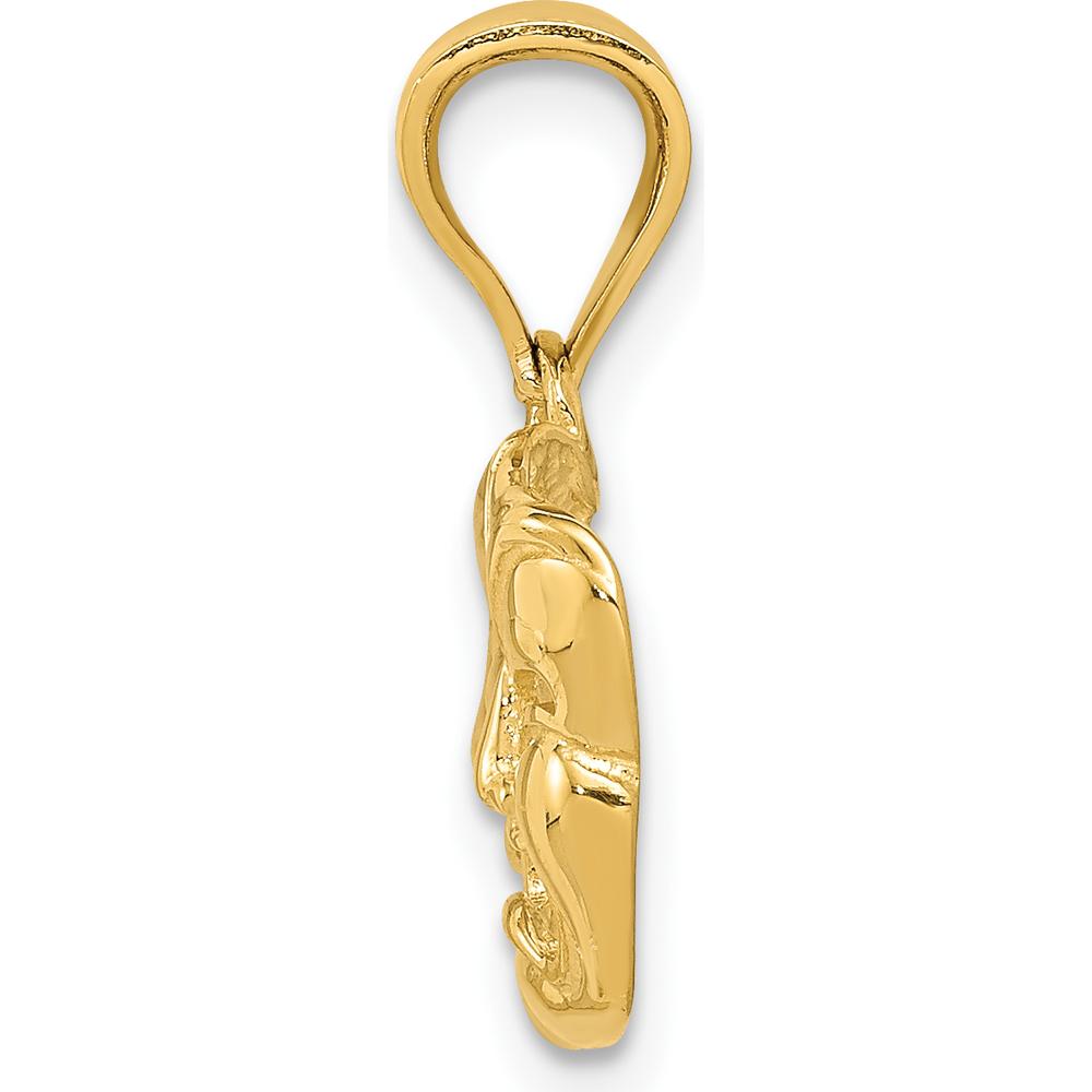 14K Yellow Gold Polished Open-Backed Comedy/Tragedy Pendant - Themed Artistic Design by Oro Pregiato
