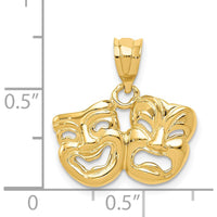 14K Yellow Gold Polished Open-Backed Comedy/Tragedy Pendant - Themed Artistic Design by Oro Pregiato