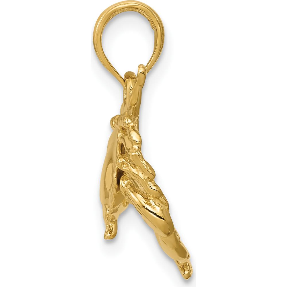 14K Yellow Gold Polished Open-Backed Crab Pendant - Unique Marine Life Charm by Oro Pregiato