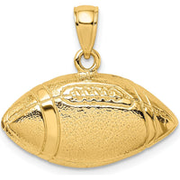 14K Yellow Gold Polished Open-Backed Football Charm - Textured Design by Oro Pregiato