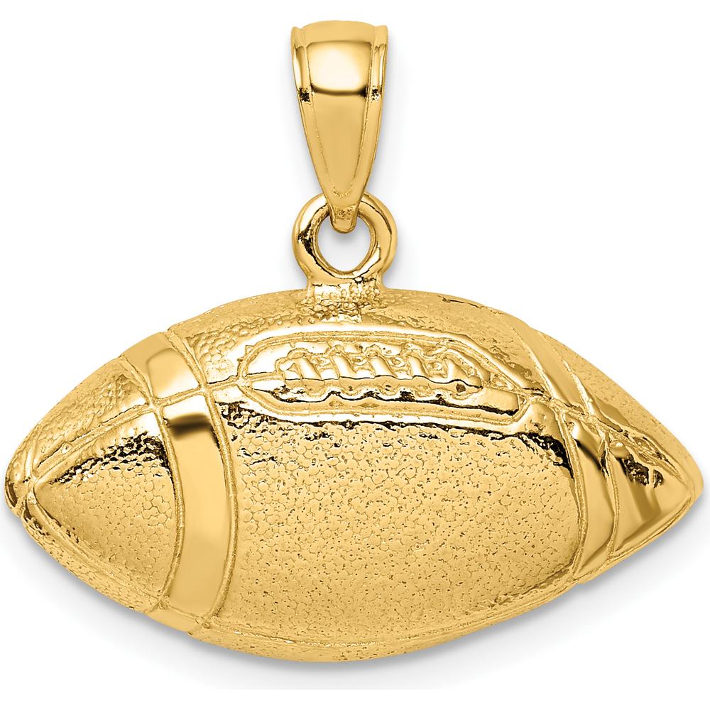 14K Yellow Gold Polished Open-Backed Football Charm - Textured Design by Oro Pregiato