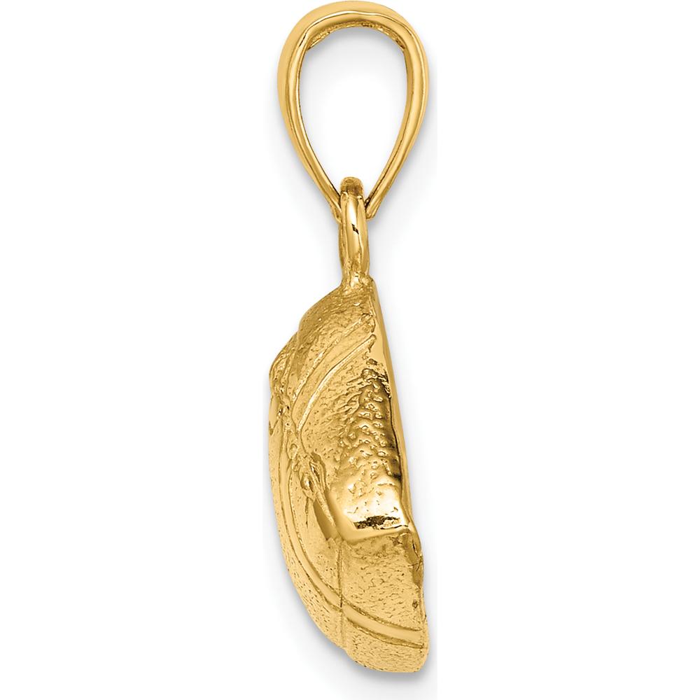 14K Yellow Gold Polished Open-Backed Football Charm - Textured Design by Oro Pregiato