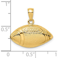 14K Yellow Gold Polished Open-Backed Football Charm - Textured Design by Oro Pregiato