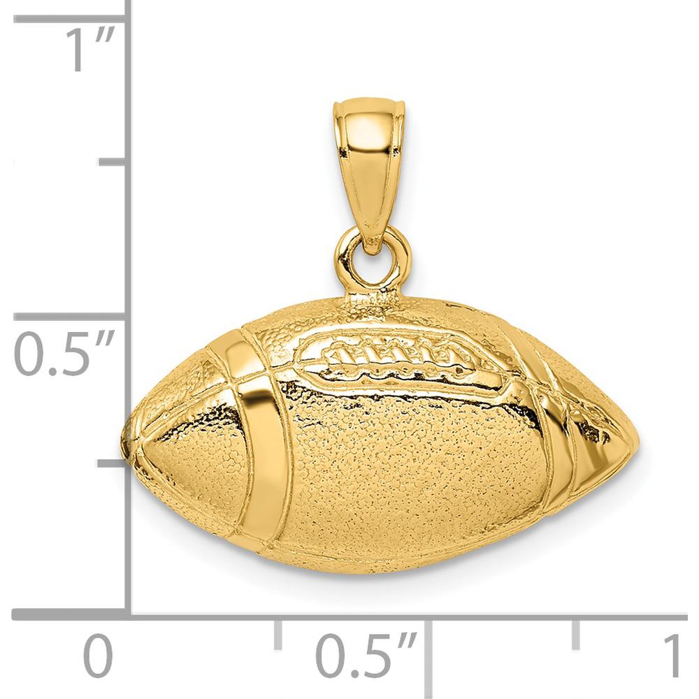14K Yellow Gold Polished Open-Backed Football Charm - Textured Design by Oro Pregiato