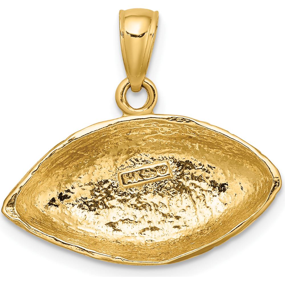 14K Yellow Gold Polished Open-Backed Football Charm - Textured Design by Oro Pregiato