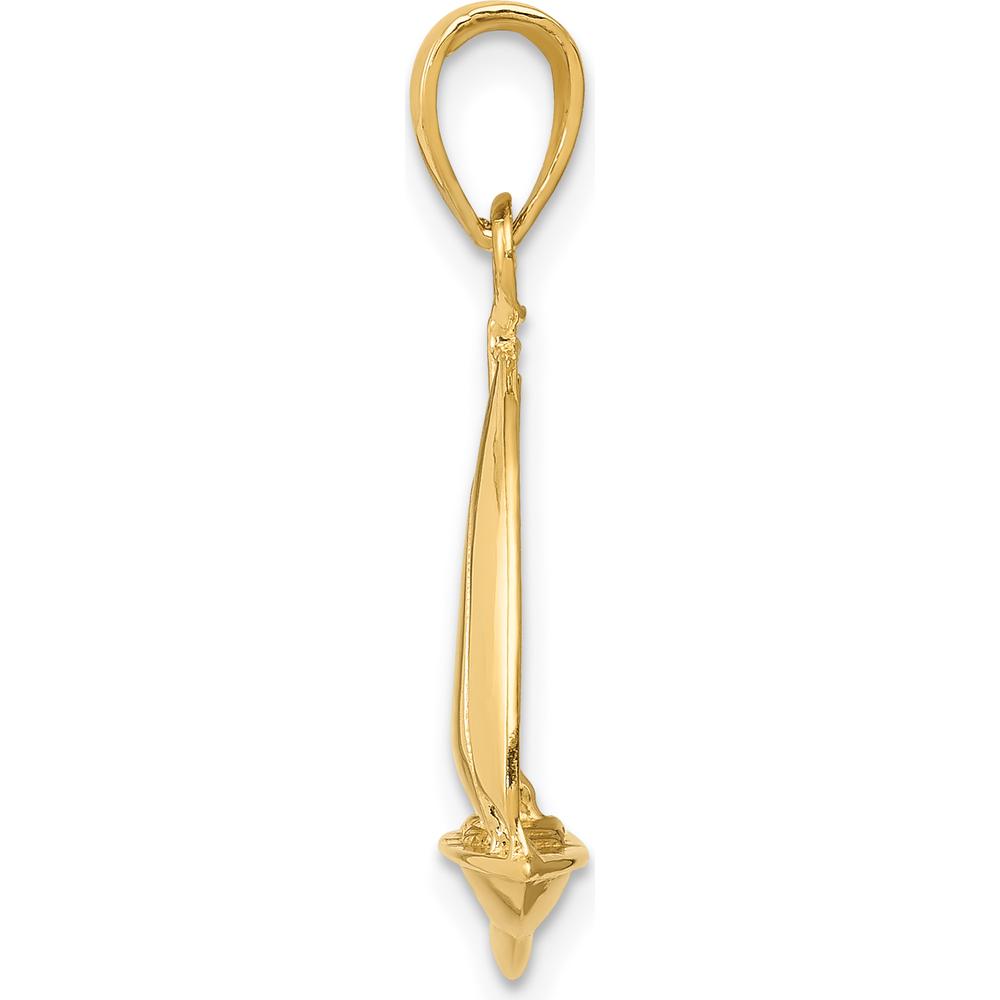 14K Yellow Gold Polished Open-Backed Sailboat Pendant - 24mm Length by Oro Pregiato
