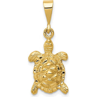 14K Yellow Gold Polished Open-Backed Sea Turtle Pendant Charm by Oro Pregiato