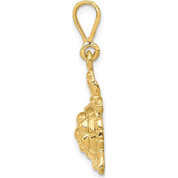 14K Yellow Gold Polished Open-Backed Sea Turtle Pendant Charm by Oro Pregiato